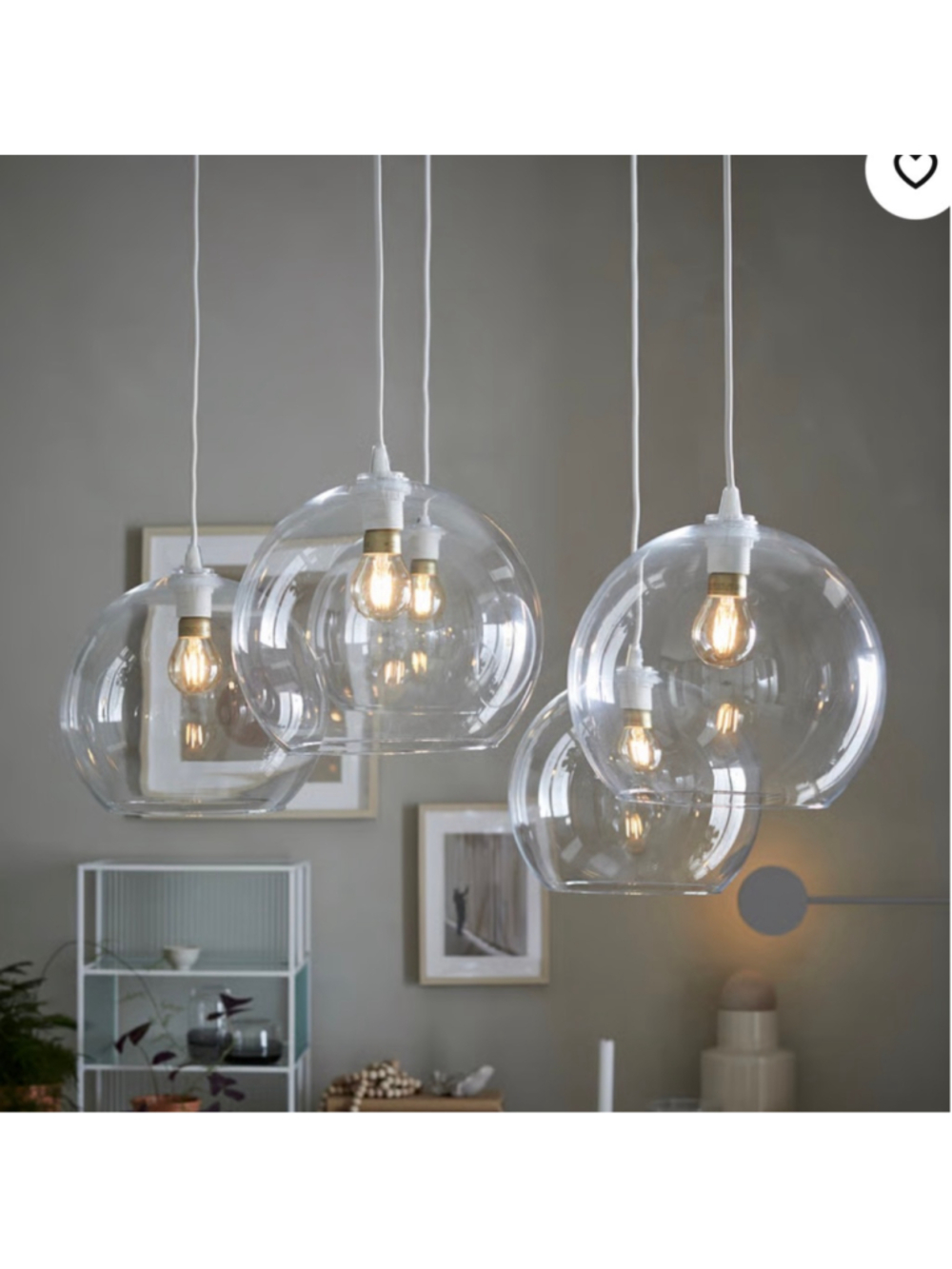 Ikea JAKOBSBYN Pendant lamp shade, clear glass, 12 " & Cord Set